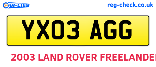 YX03AGG are the vehicle registration plates.