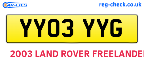 YY03YYG are the vehicle registration plates.