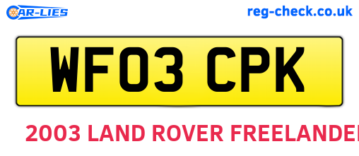 WF03CPK are the vehicle registration plates.