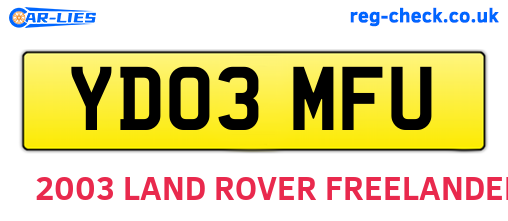 YD03MFU are the vehicle registration plates.