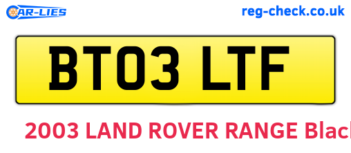 BT03LTF are the vehicle registration plates.