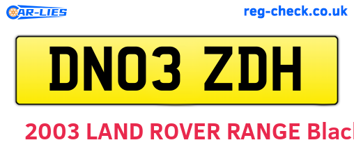 DN03ZDH are the vehicle registration plates.