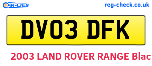 DV03DFK are the vehicle registration plates.