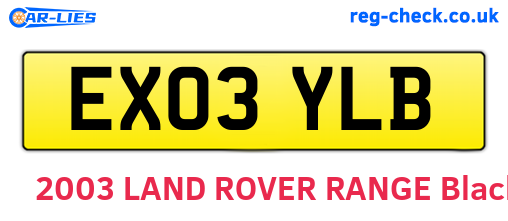 EX03YLB are the vehicle registration plates.