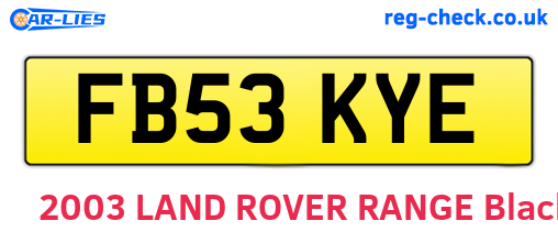 FB53KYE are the vehicle registration plates.