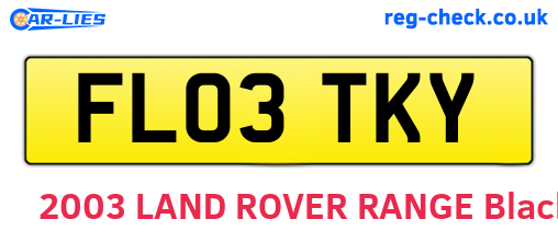 FL03TKY are the vehicle registration plates.