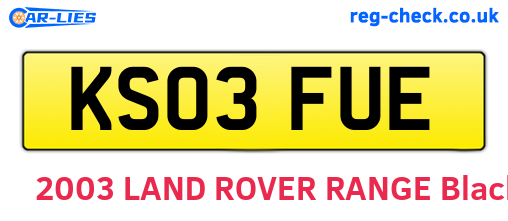 KS03FUE are the vehicle registration plates.