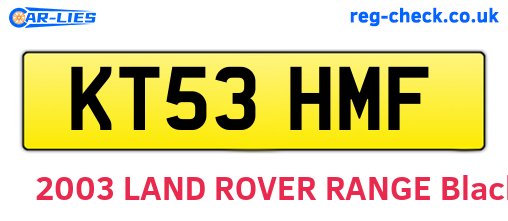 KT53HMF are the vehicle registration plates.