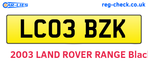 LC03BZK are the vehicle registration plates.