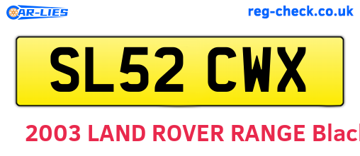 SL52CWX are the vehicle registration plates.