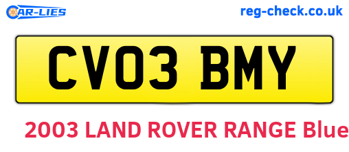 CV03BMY are the vehicle registration plates.