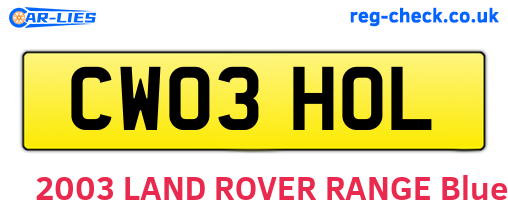 CW03HOL are the vehicle registration plates.