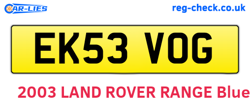 EK53VOG are the vehicle registration plates.