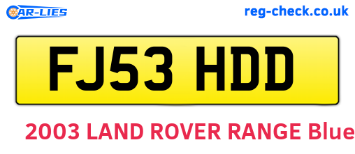 FJ53HDD are the vehicle registration plates.