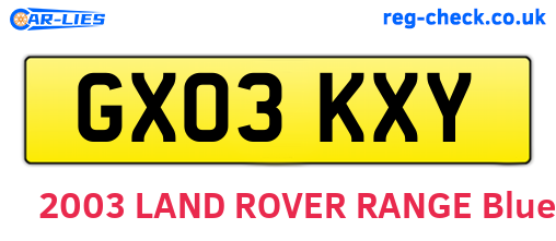 GX03KXY are the vehicle registration plates.