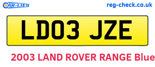 LD03JZE are the vehicle registration plates.
