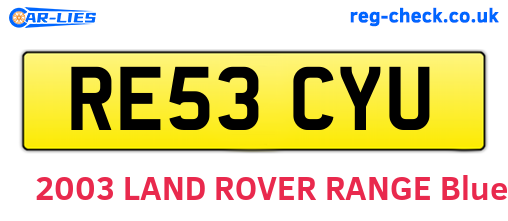 RE53CYU are the vehicle registration plates.