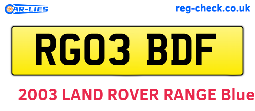 RG03BDF are the vehicle registration plates.