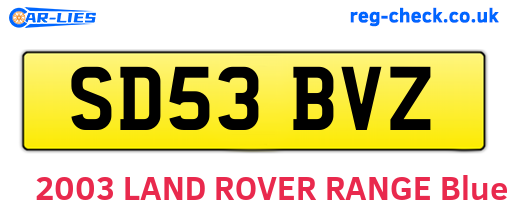 SD53BVZ are the vehicle registration plates.