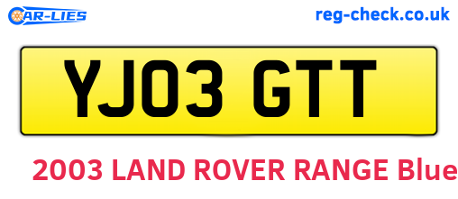 YJ03GTT are the vehicle registration plates.