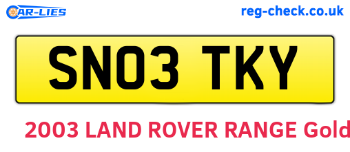 SN03TKY are the vehicle registration plates.
