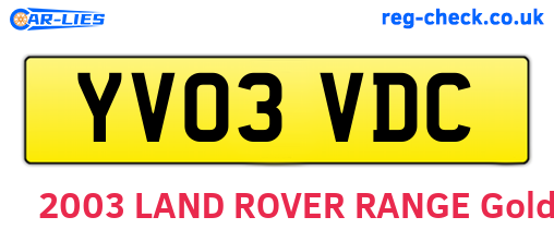 YV03VDC are the vehicle registration plates.