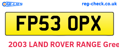 FP53OPX are the vehicle registration plates.