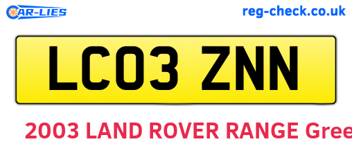 LC03ZNN are the vehicle registration plates.