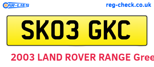 SK03GKC are the vehicle registration plates.
