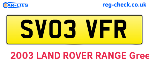 SV03VFR are the vehicle registration plates.