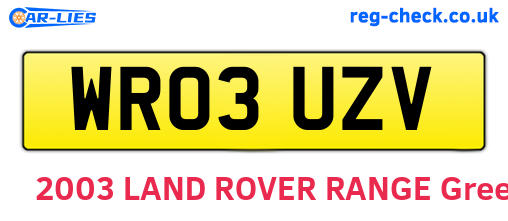WR03UZV are the vehicle registration plates.