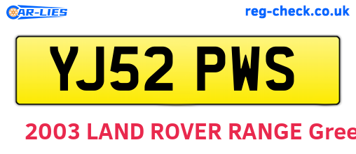 YJ52PWS are the vehicle registration plates.