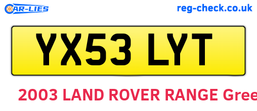 YX53LYT are the vehicle registration plates.