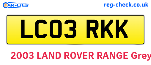 LC03RKK are the vehicle registration plates.