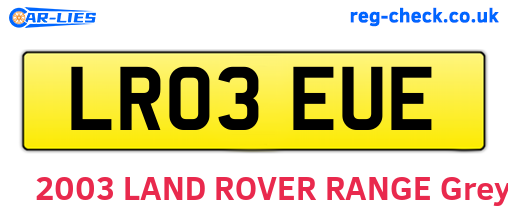 LR03EUE are the vehicle registration plates.