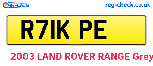 R71KPE are the vehicle registration plates.