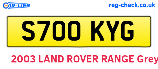 S700KYG are the vehicle registration plates.