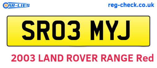 SR03MYJ are the vehicle registration plates.