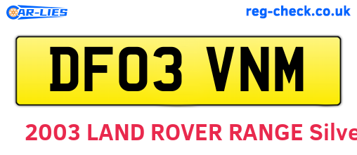 DF03VNM are the vehicle registration plates.