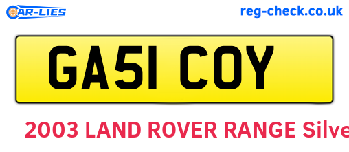 GA51COY are the vehicle registration plates.