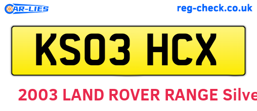 KS03HCX are the vehicle registration plates.