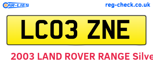 LC03ZNE are the vehicle registration plates.