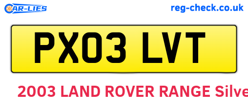 PX03LVT are the vehicle registration plates.