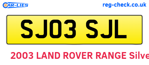 SJ03SJL are the vehicle registration plates.
