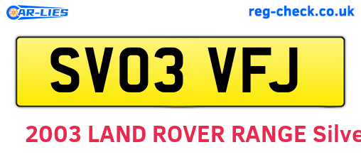 SV03VFJ are the vehicle registration plates.