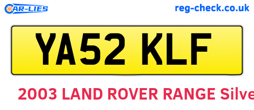 YA52KLF are the vehicle registration plates.