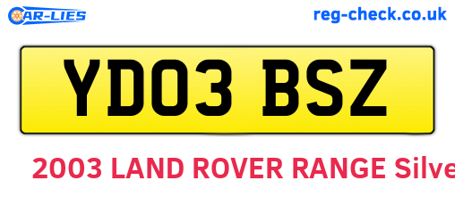 YD03BSZ are the vehicle registration plates.