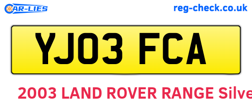 YJ03FCA are the vehicle registration plates.