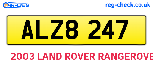 ALZ8247 are the vehicle registration plates.