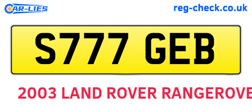 S777GEB are the vehicle registration plates.